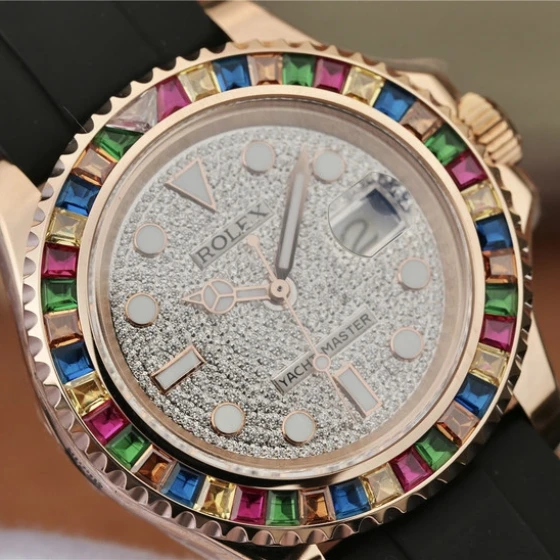 YACHT MASTER 1 GOLDEN DIAMOND BEZEL & DIALRUBBERSTRAP4OMM